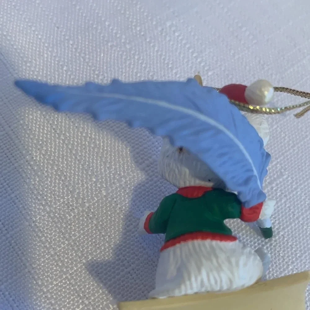 Vintage Hallmark 3” Mouse with Quill Pen and Dear Santa Letter Holiday Ornament